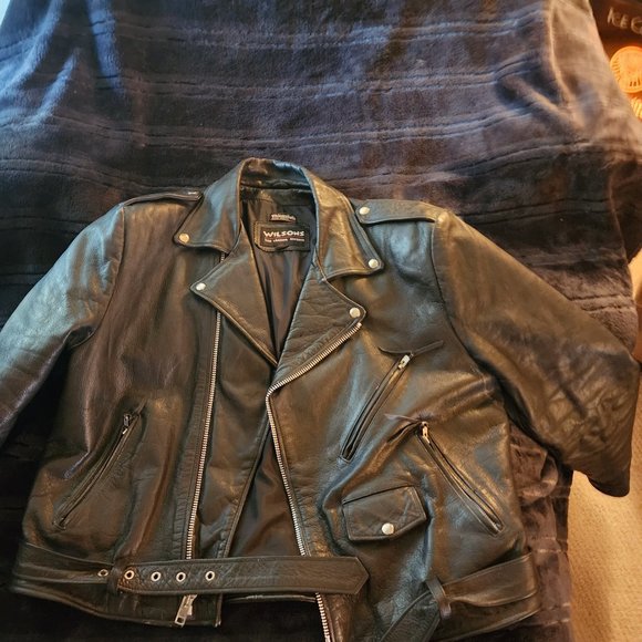 mens vintage xl wilson's leather biker jacket - Picture 1 of 6